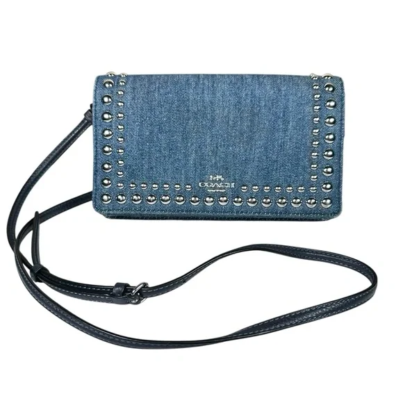 COACH Anna Foldover Clutch Crossbody with Rivets - Picture 5 of 15